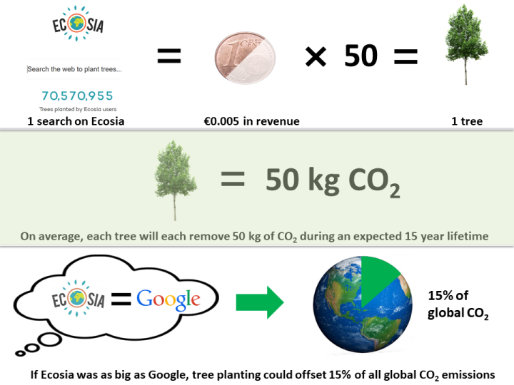 Overview of the numbers behind tree planting operations by the green search engine, Ecosia. 